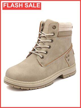 Lace-Up Faux Leather Hiking Combat Ankle Boots Waterproof Memory Foam Work Boots